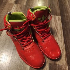 adidas Men's high top red and green athletic shoes  size 10.5 Great Condition